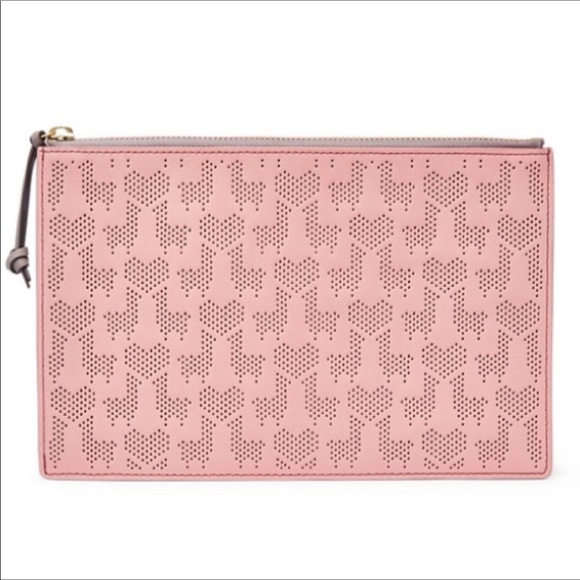 FOSSIL Emma Llama & Heart Perforated RFID pink bag pouch - Picture 1 of 8